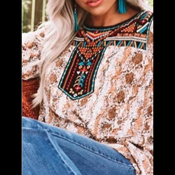 Gypsy/Good Vibes Hippy Native American All Styles Come 2 Mind Embroidery Shirt - Picture 3 of 17